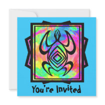 Turtle Symmetry Tiedye Invitations