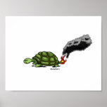Turtle with its tail on fire print