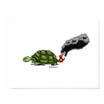 Turtle with its tail on fire posters