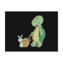 turtle with pet snail postcards