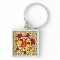 Turtle Within Turtle Square Keychain