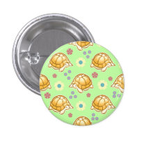 Turtles and Spring Flowers Pattern buttons