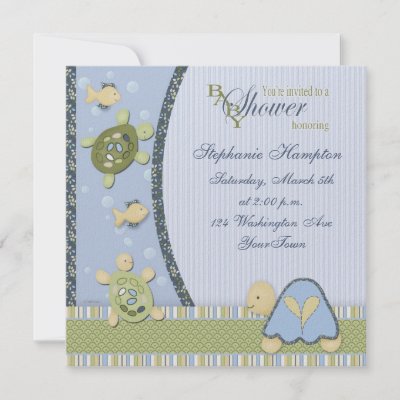 Baby Shower Invitation on This Turtle Baby Shower Invitation Of Turtles On Reef With Yellow Fish