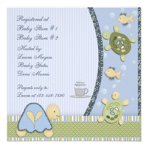 Turtles in Blue and Green Baby Shower Invitation
