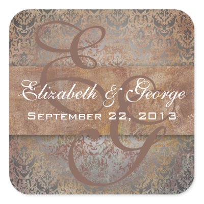 Tuscan Italian Damask Save the Date Stickers