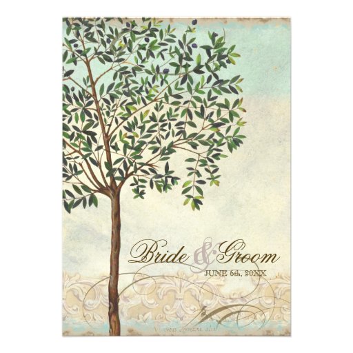 Tuscan Olive Tree n Swirl - Wedding Invitation