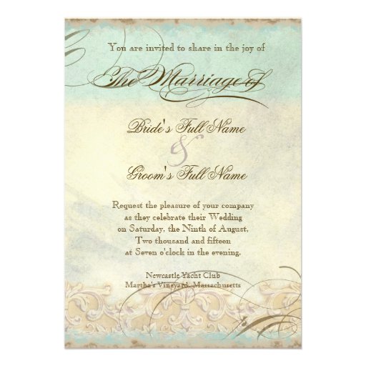 Tuscan Olive Tree n Swirl - Wedding Invitation