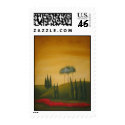 Tuscan Trees and Poppies postage