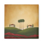 Tuscan Villas and Poppies Refrigerator Magnets