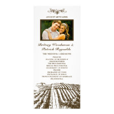 Tuscan Vintage Winery Vineyard Wedding Programs Full Color Rack Card