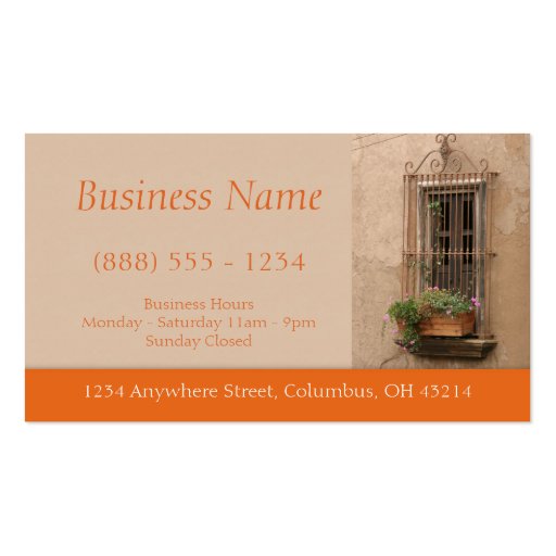 Tuscan Window Business Cards (front side)
