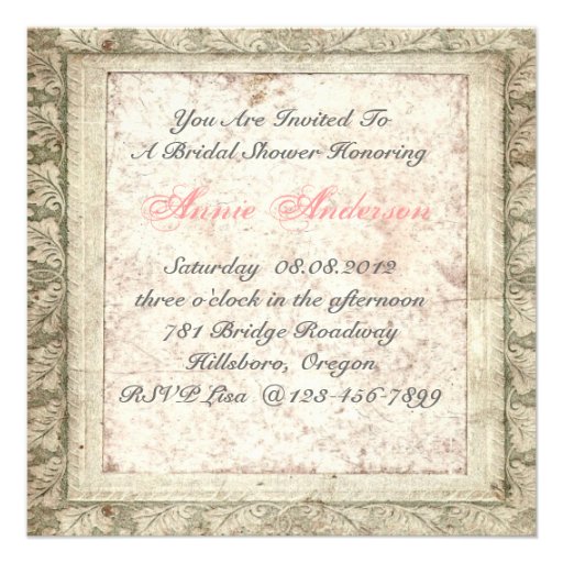 Tuscany Country Bridal Shower Tea Party Invitation