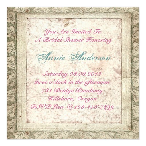 Tuscany Country Bridal Shower Tea Party Invitation