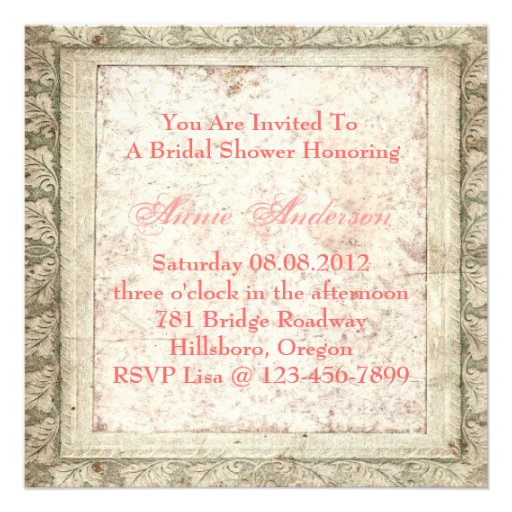 Tuscany Country Bridal Shower Tea Party Invitation