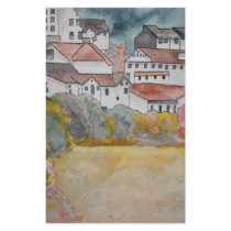 Tuscany Italy landscape watercolor painting Stationery Design