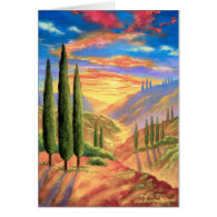 Tuscany Landscape Painting - Multi zazzle_card