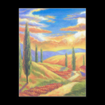 Tuscany Landscape Painting - Multi postcards