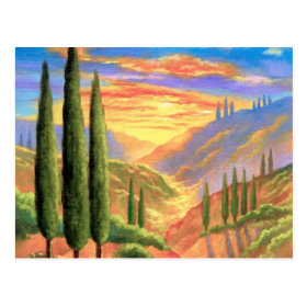 Tuscany Landscape Painting - Multi Postcard