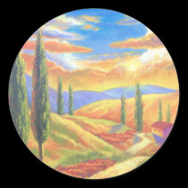 Tuscany Landscape Painting - Multi stickers