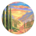Tuscany Landscape Painting - Multi stickers
