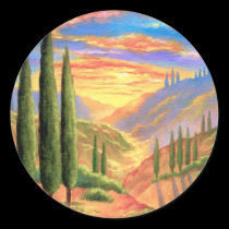 Tuscany Landscape Painting - Multi stickers