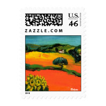 TUSCANY LANDSCAPE WITH SUNFLOWERS STAMP