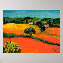 TUSCANY LANDSCAPE WITH SUNFLOWERS POSTERS
