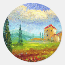 Tuscany Poppies Round Stickers