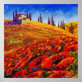 Tuscany Rolling Poppy Hills print
