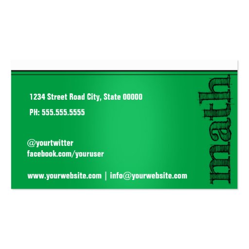 Tutorial Math Business Card Templates (back side)