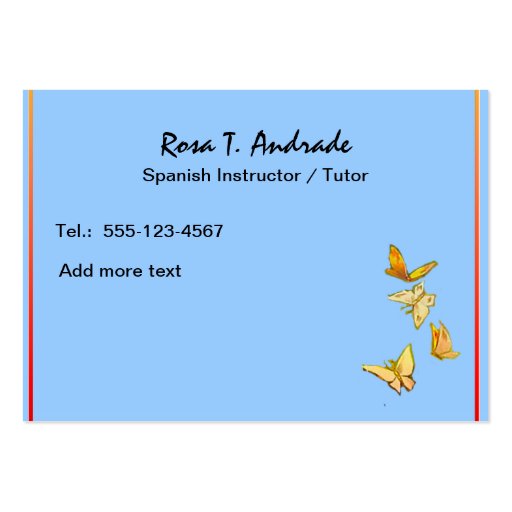 Tutoring Business Cards with Spanish Calendar Zazzle