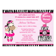 TuTu Cute Baby Shower invitation ZEBRA GIRL Mommy