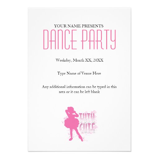 Tutu Cute party or recital invitation