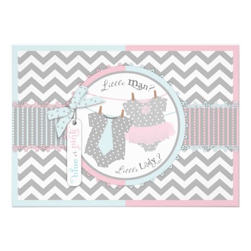 Tutu or Tie Gender Reveal Party Invitation 2 (front side)
