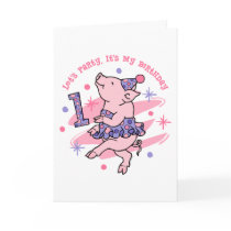 Tutu Piggy 1st Birthday Greeting Card