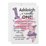 Tutu Piggy 1st Birthday Custom Invitations