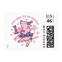 Tutu Piggy 1st Birthday Postage