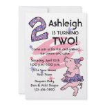 Tutu Piggy 2nd Birthday Custom Invitations
