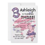 Tutu Piggy 3rd Birthday Custom Invitations