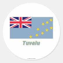 Tuvalu Flag with Name Round Stickers
