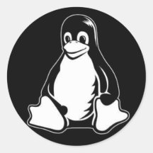 Tux Black Round Stickers
