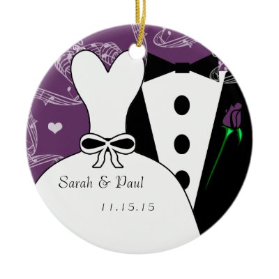 Tux & Gown Wedding Christmas Ornament