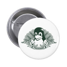 Tux Penguin - (Linux, Open Source, Copyleft, FSF) Pinback Button