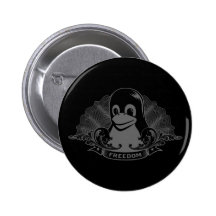 Tux Penguin - (Linux, Open Source, Copyleft, FSF) Button