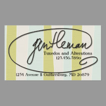 Tuxedo and Alterations Male Buisness Cards business cards