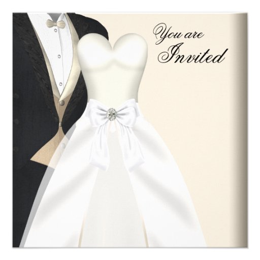 Tuxedo Ball Gown Black Tie Party Invitations (front side)