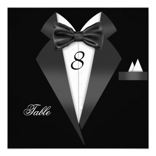 Tuxedo Black Table Number Seating Place Card