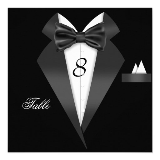 Tuxedo Black Table Number Seating Place Card
