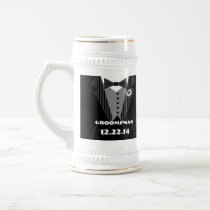 Tuxedo Bow Tie Gerber Daisy Groomsman Stein - Mugs