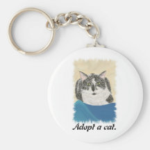 Tuxedo Cat Adopt a cat promotion key chain